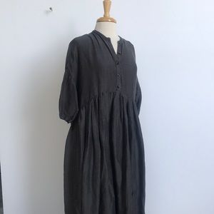 3/4 sleeve dark grey maxi dress with pockets